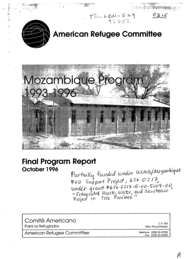 American Refugee Committee : Mozambique program 1993-1996 -- final program report