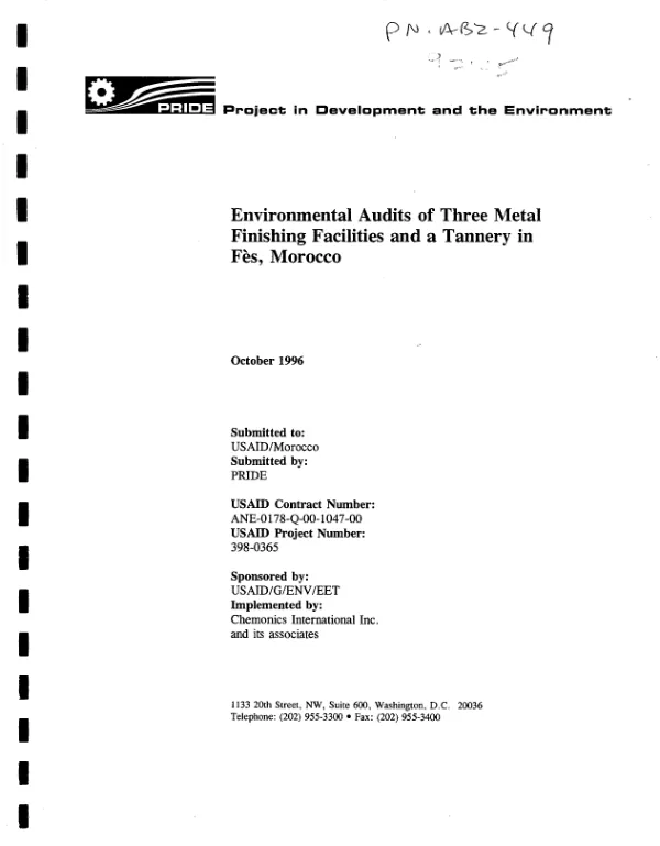 Environmental audits of three metal finishing facilities and a tannery in Fes, Morocco