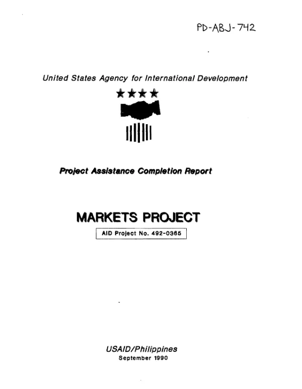 Project assistance completion report : markets project, AID project no. 492-0365