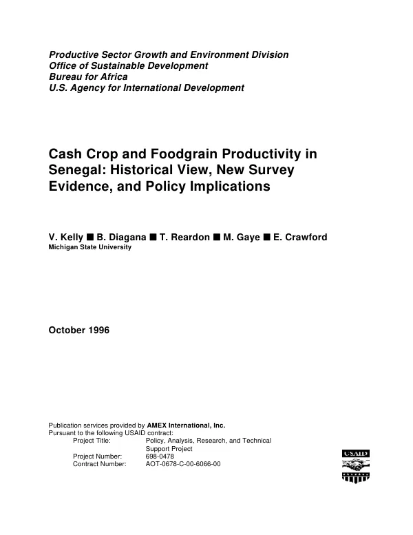 Cash crop and foodgrain productivity in Senegal : historical view, new survey evidence, and policy implications