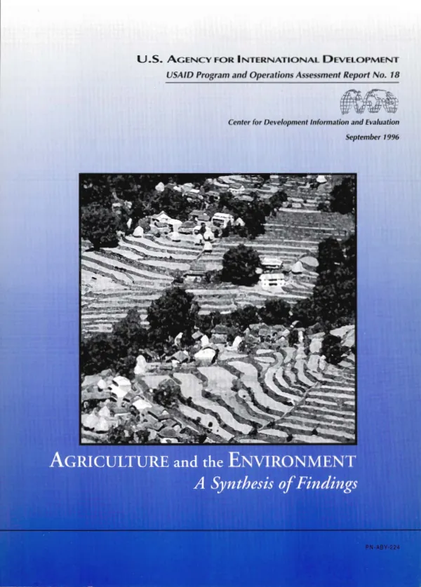 Agriculture and the environment : a synthesis of findings