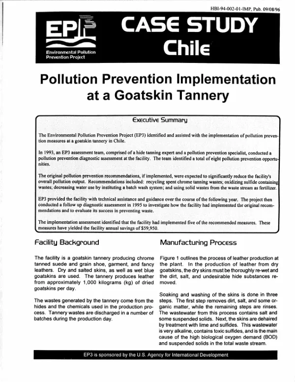 Pollution prevention implementation at a goatskin factory