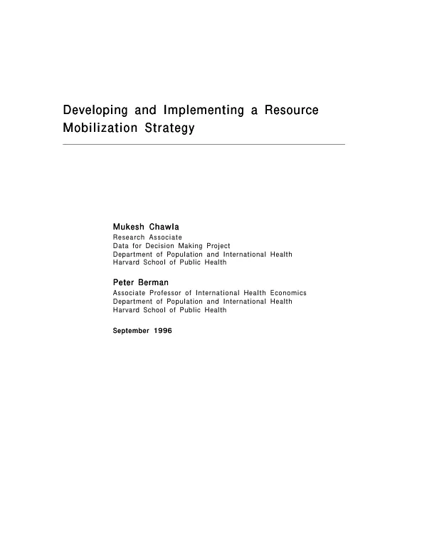 Developing and implementing a resource mobilization strategy