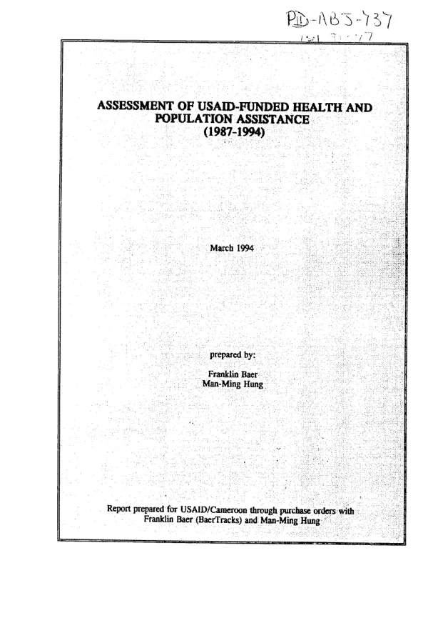 Assessment of USAID-funded health and population assistance (1987-1994) [Cameroon]