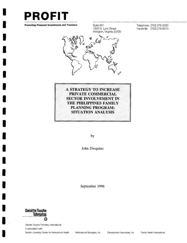 Strategy to increase private commercial sector involvement in the Philippines family planning program : situation analysis