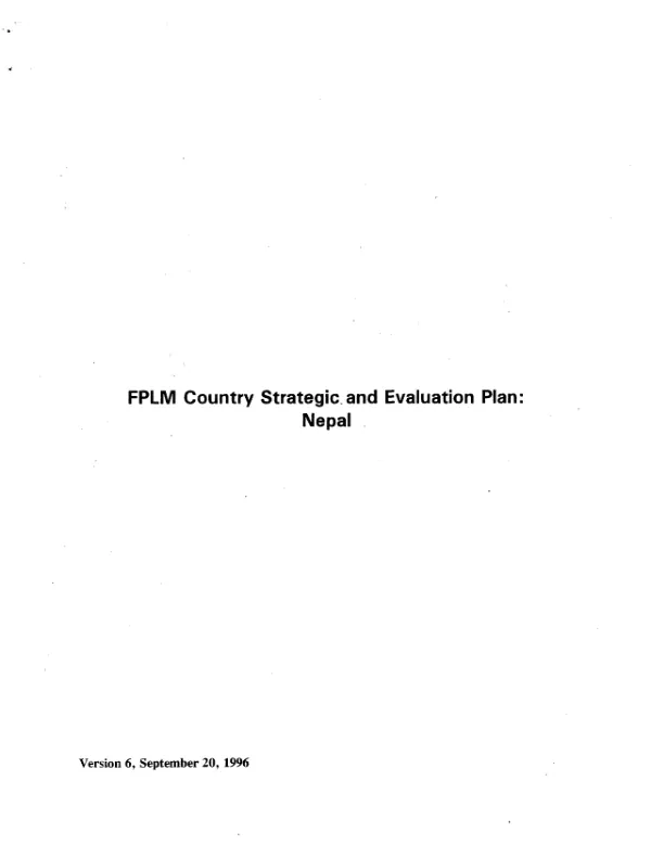 FPLM [family planning logistics management] country strategic and evaluation plan : Nepal