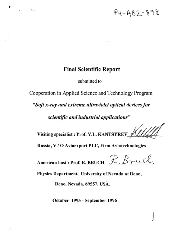 Final scientific report : soft x-ray and extreme ultraviolet optical devices for scientific and industrial applications