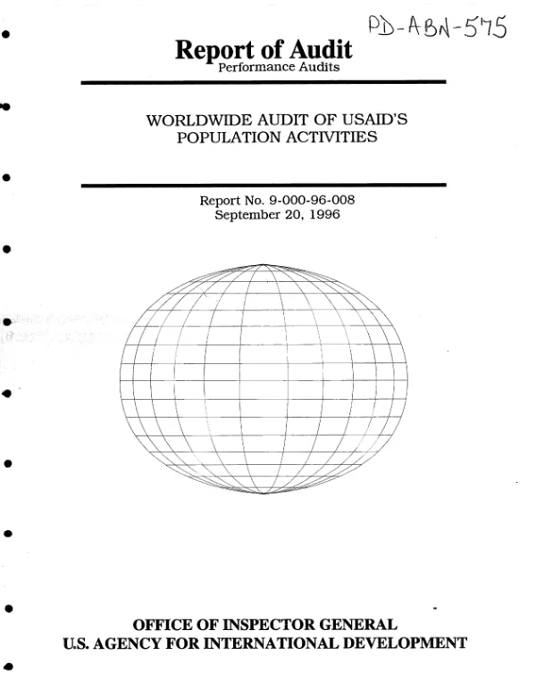 Worldwide audit of USAID"s population activities