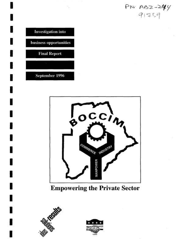 Investigation into business opportunities : final report