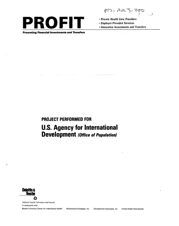 Evaluation of USAID/Peru project no. 527-0335 : private voluntary family planning service expansion project, April 19-May 8, 1993