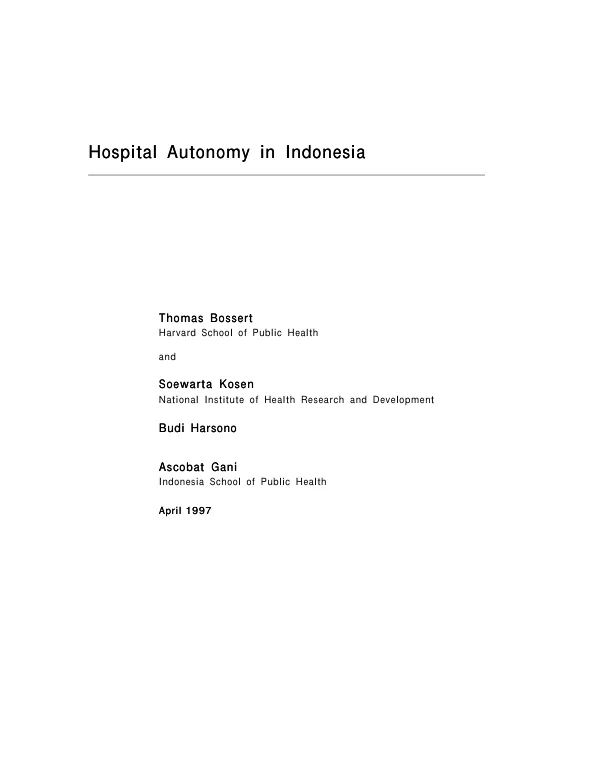 Hospital autonomy in Indonesia