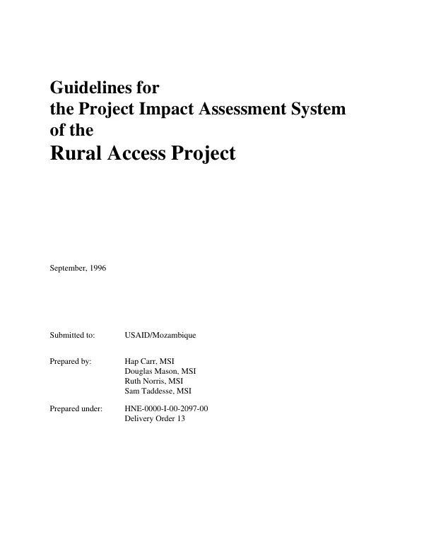 Guidelines for the project impact assessment system of the rural access project