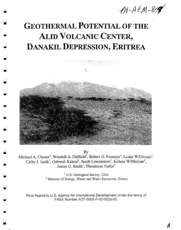 Geothermal potential of the Alid Volcanic Center, Danakil Depression, Eritrea, final report