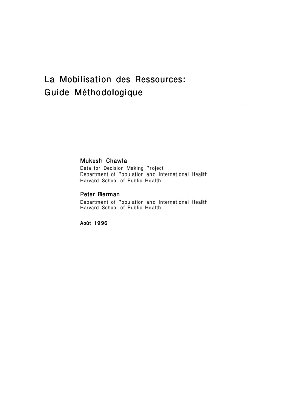 Mobilisation des ressources : guide methodologique