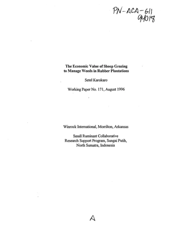 Economic value of sheep grazing to manage weeds in rubber plantations