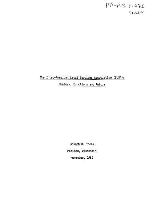 Inter-American Legal Services Association (ILSA) : history, functions and future