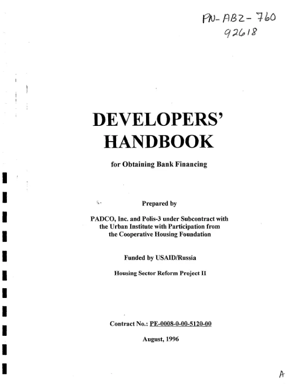Developers" handbook for obtaining bank financing