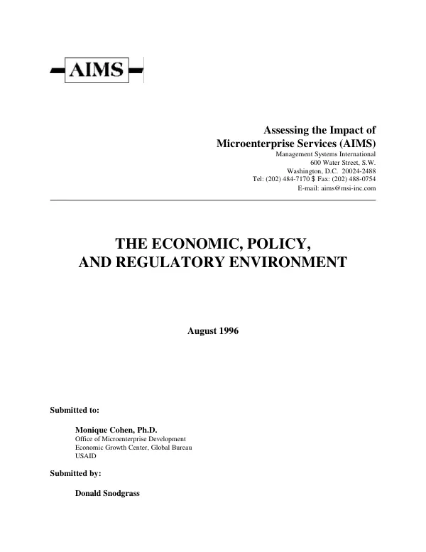 Economic, policy, and regulatory environment