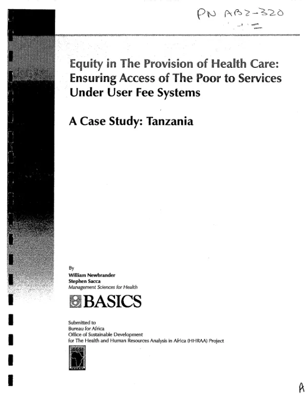 Cost sharing and access to health care for the poor : equity experiences in Tanzania