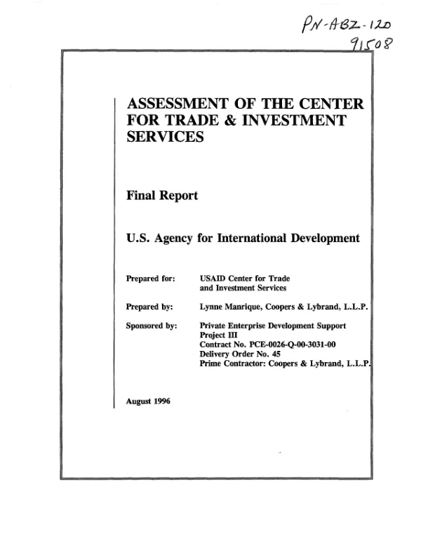 Assessment of the Center for Trade and Investment Services -- final report