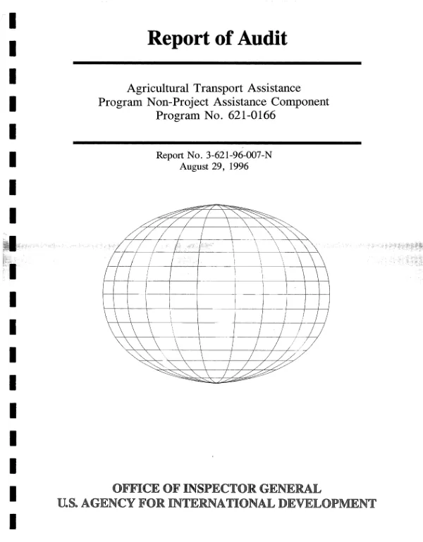 Report of audit : agricultural transport assistance -- program non-project assistance component, program no. 621-0166