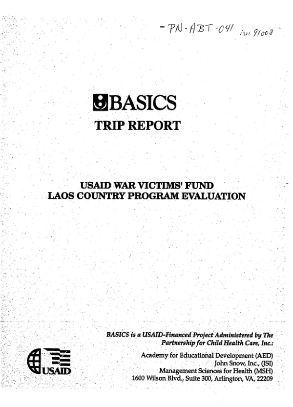 USAID war victims' fund : Laos country program evaluation, November 1993