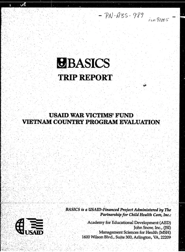 USAID war victims' fund : Vietnam country program evaluation, October/November 1993