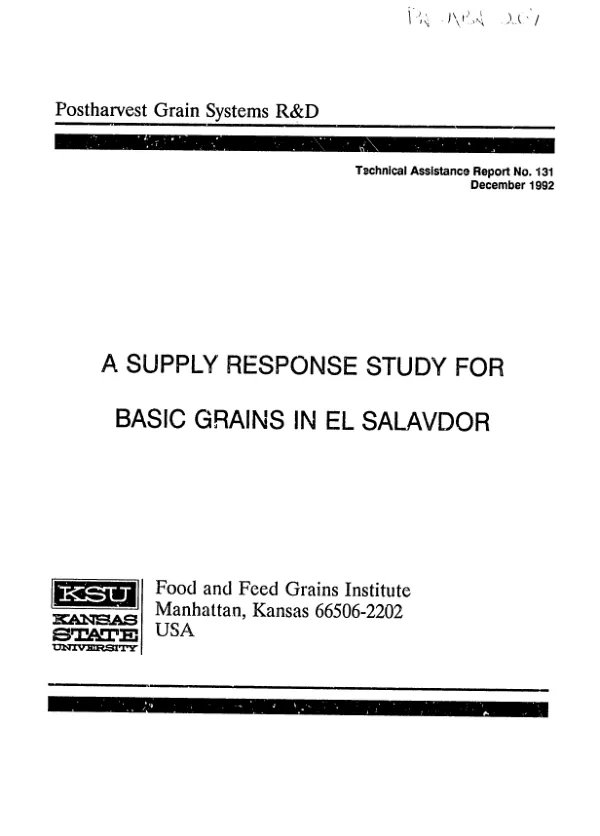 Supply response study for basic grains in El Salvador