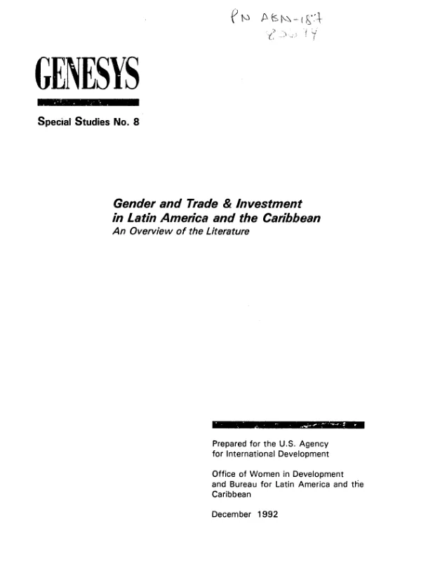 Gender and trade & investment promotion in Latin America and the Caribbean : an overview of the literature
