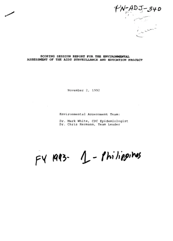 Scoping session report for the environmental assessment of the AIDS surveillance and education project