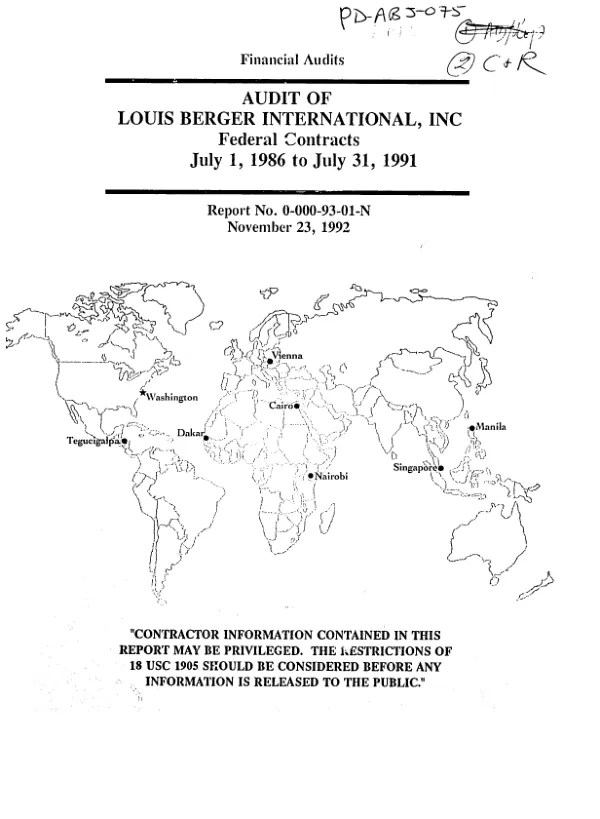 Audit of Louis Berger International, Inc. federal contracts, July 1, 1986 to July 31, 1991