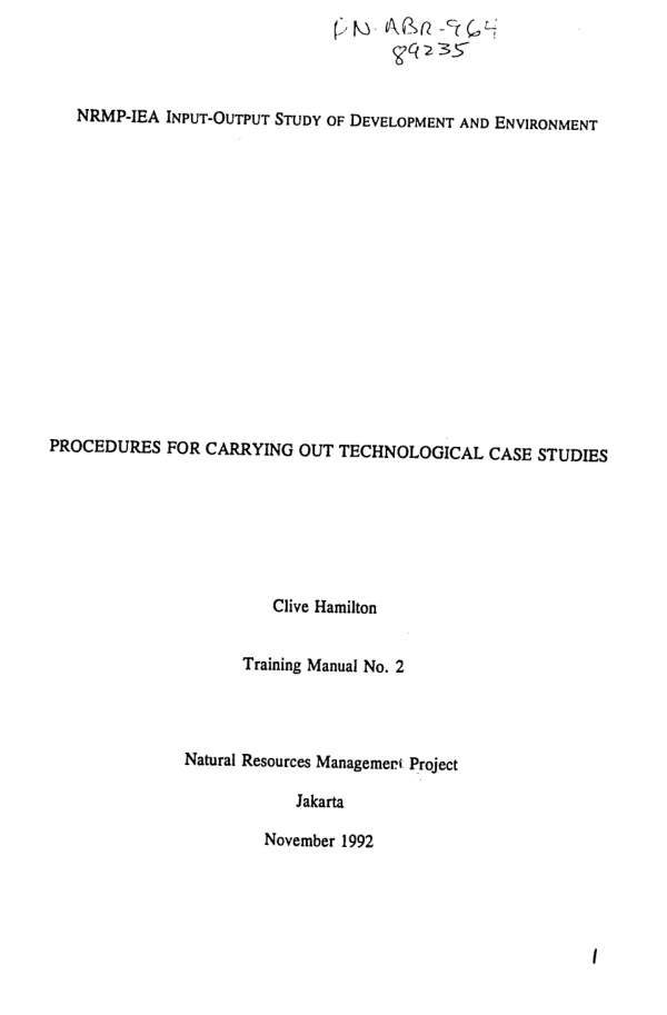 Procedures for carrying out technological case studies