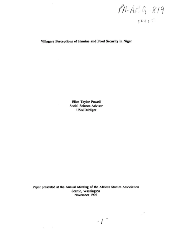 Villagers perceptions of famine and food in Niger