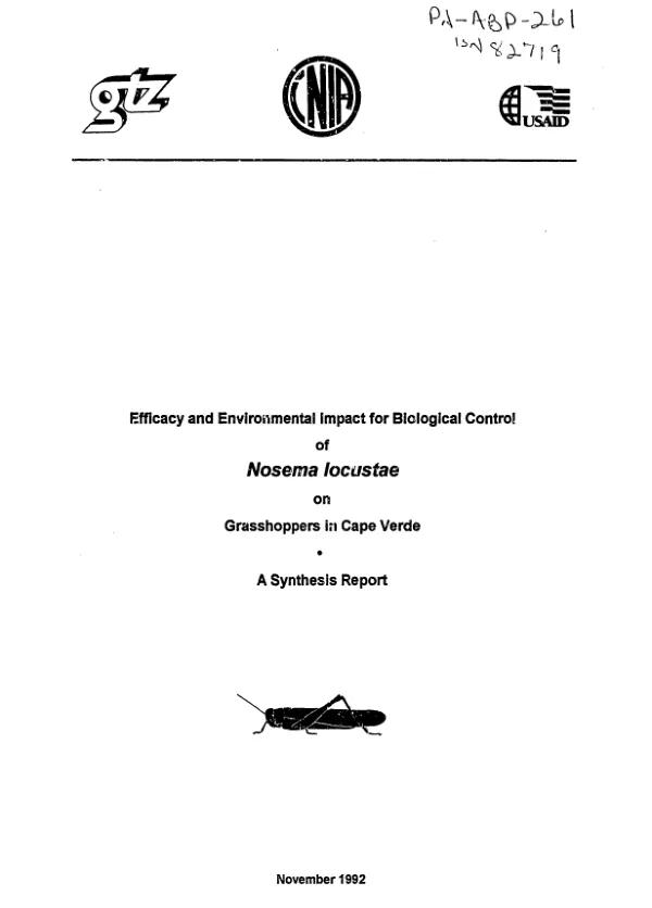 Efficacy and environmental impact for biological control of Nosema locustae on grasshoppers in Cape Verde : a synthesis report