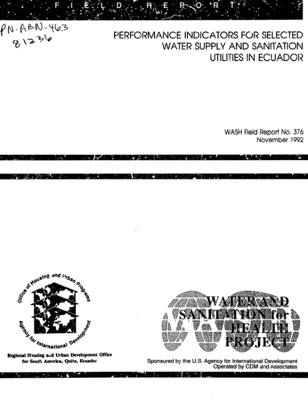 Performance indicators for selected water supply and sanitation utilities in Ecuador
