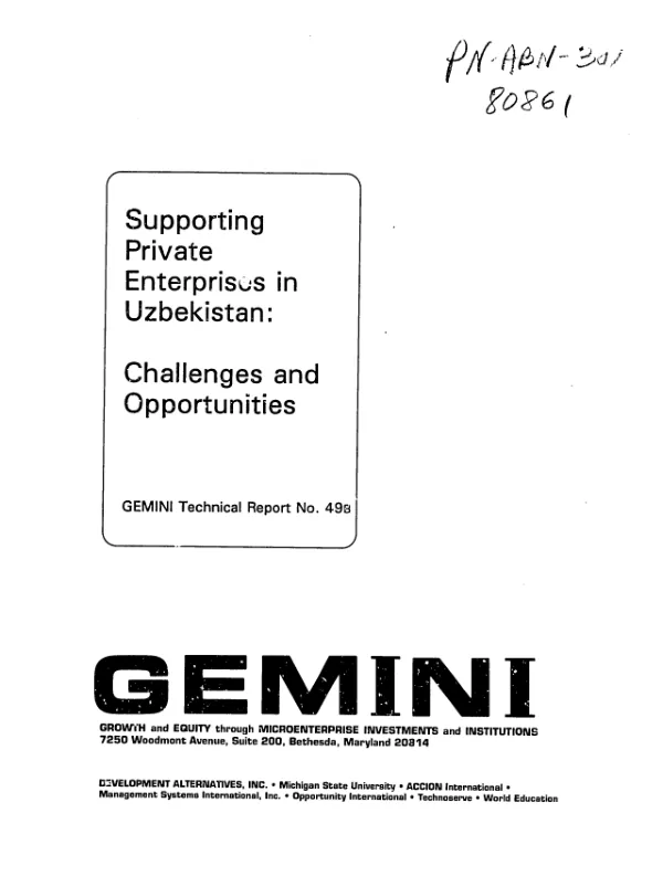 Supporting private enterprises in Uzbekistan : challenges and opportunities