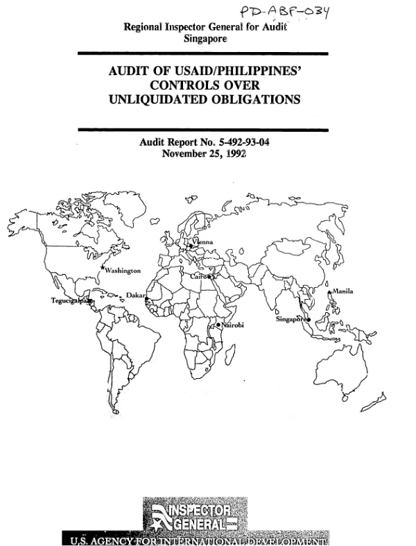 Audit of USAID/Philippines" controls over unliquidated obligations