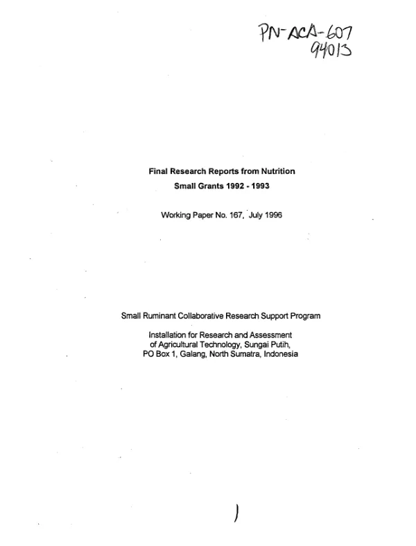 Study of persistent diarrhea : INCAP, Guatemala City