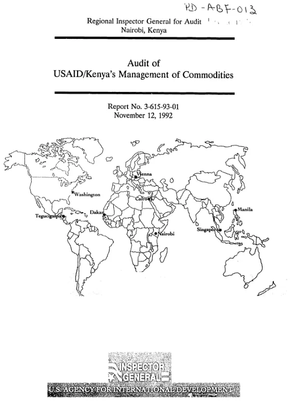 Audit of USAID/Kenya"s management of commodities