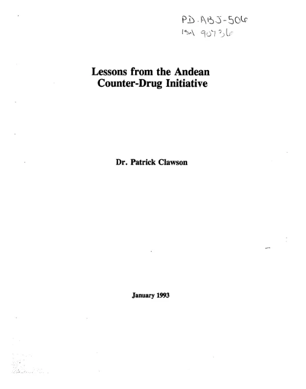 Lessons from the Andean counter - drug initiative