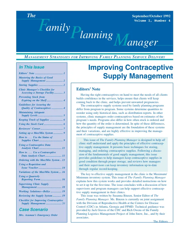 Improving contraceptive supply management