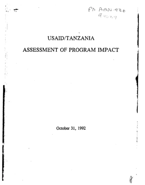 USAID/Tanzania : assessment of program impact [FY 92]