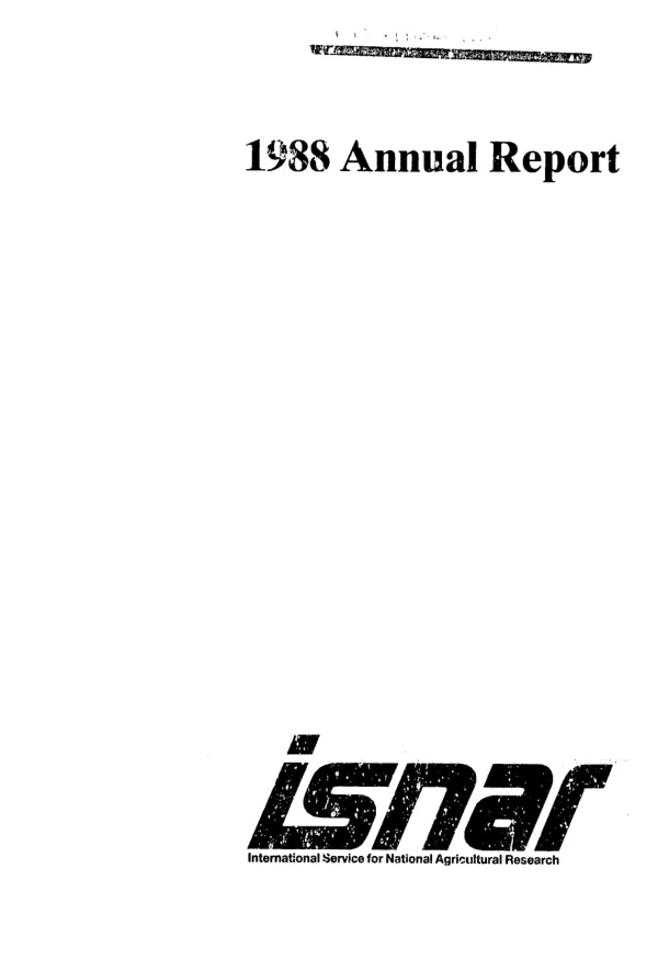 1988 annual report ISNAR, International Service for National Agricultural Research