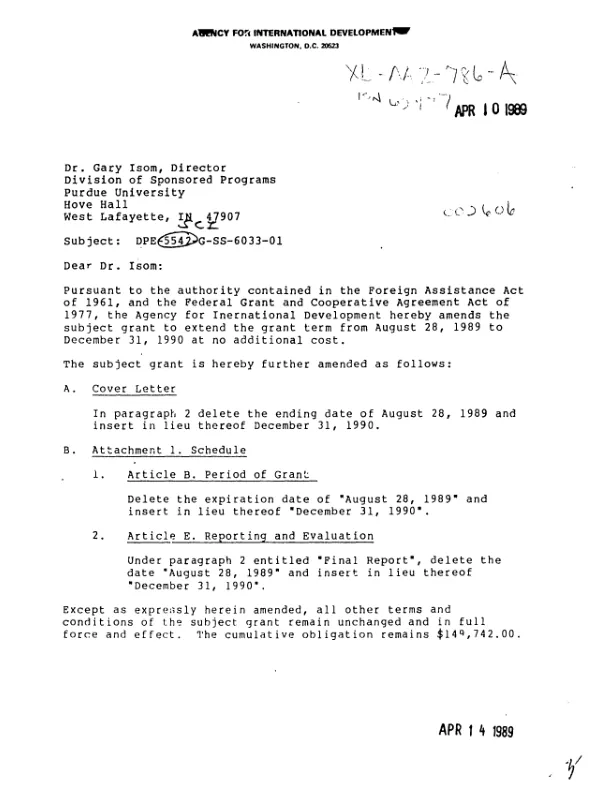 Grant no. DPE-5542-G-SS-6033-01 to Purdue University