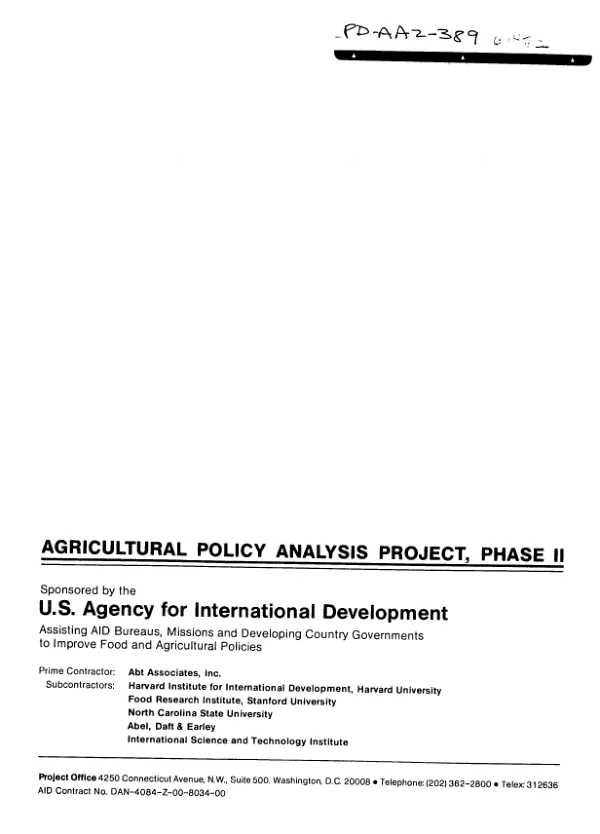 Zaire : final report of the evaluation of the agricultural policy and planning project (660-0119)
