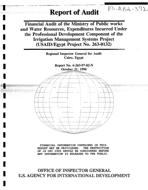 Non-federal audit of the contract between USAID and Multi-Services International under the agricultural production support project no. 685-0269