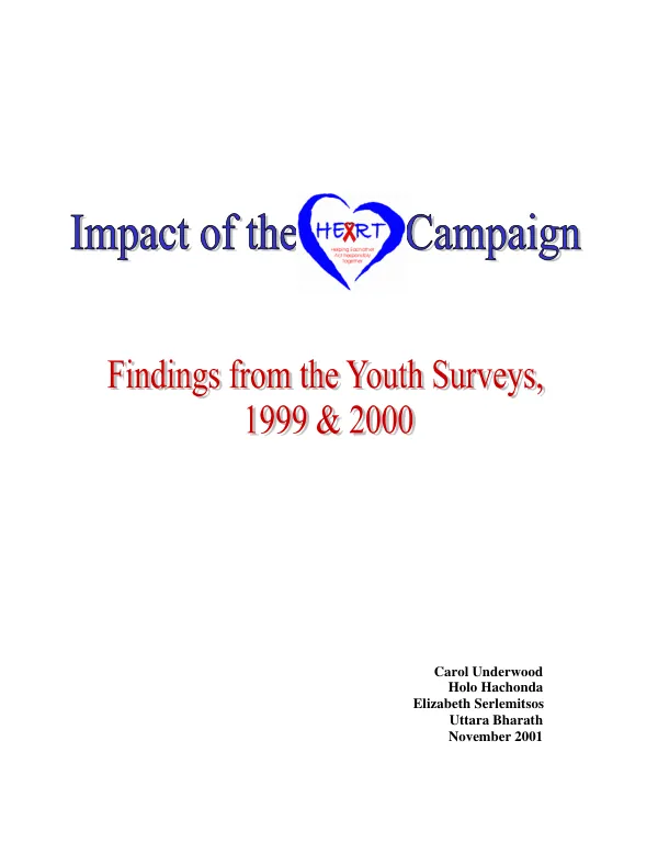 Impact of the HEART campaign : findings from the youth surveys, 1999 & 2000