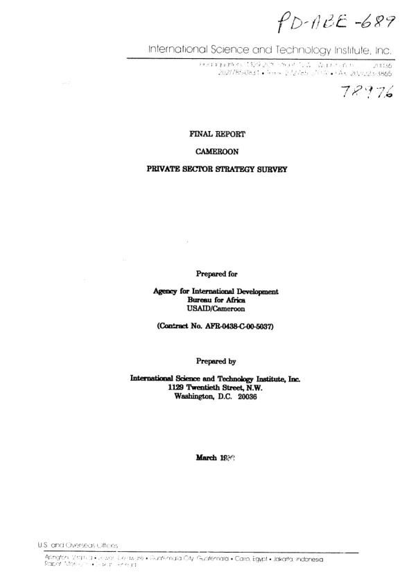 Final report : Cameroon private sector strategy survey