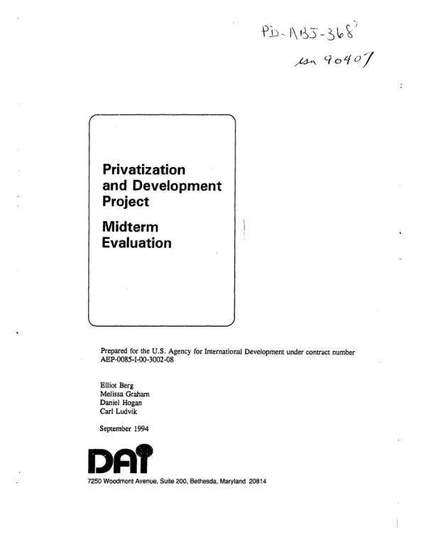 Privatization and development project : midterm evaluation