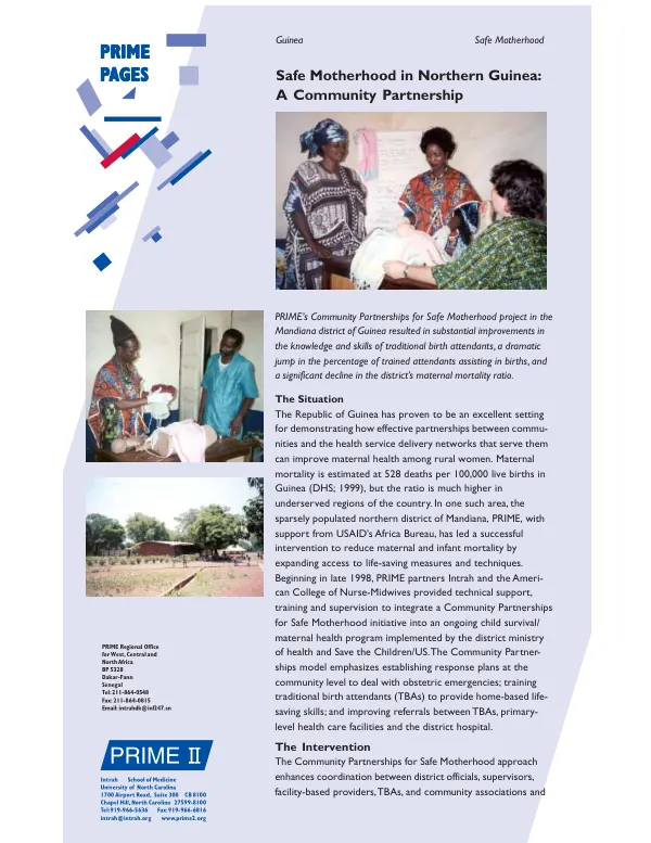 Guinea : safe motherhood -- safe motherhood in Northern Guinea -- a community partnership